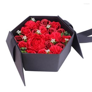 Fleurs décoratives fleur artificielle boîte de papier savon emballage ensemble saint valentin fête mariage cadeau Rose