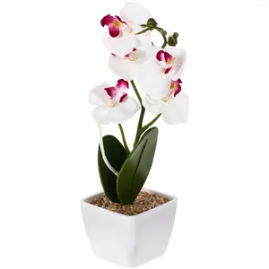 Flores decorativas flores artificiales Phalaenopsis Bonsai simulación orquídea adorno simulado decoración de mesa de cena en maceta falsa