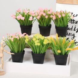 Fleurs décoratives plante de fleurs artificielles fausse table en plastique Pot pour la maison Décoration de la maison Décor de mariage de mariage