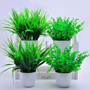 Fleurs décoratives plantes à fleurs artificielles en pot congé vert pour la décoration de fête de mariage Simulation d'herbe de plante