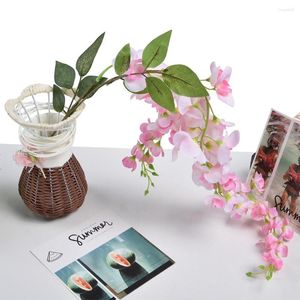 Fleurs décoratives Fleur artificielle en plastique soie glycine fausse plante fleur de pêche branche printemps décor de mariage suspendu décoration murale de la maison