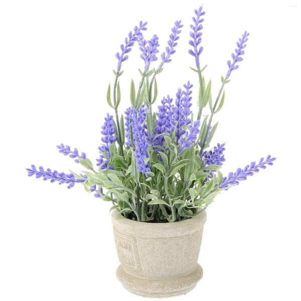 Flores Decorativas Maceta Artificial Aceite Esencial Planta De Lavanda Plantas En Maceta Decoración del Hogar Púrpura