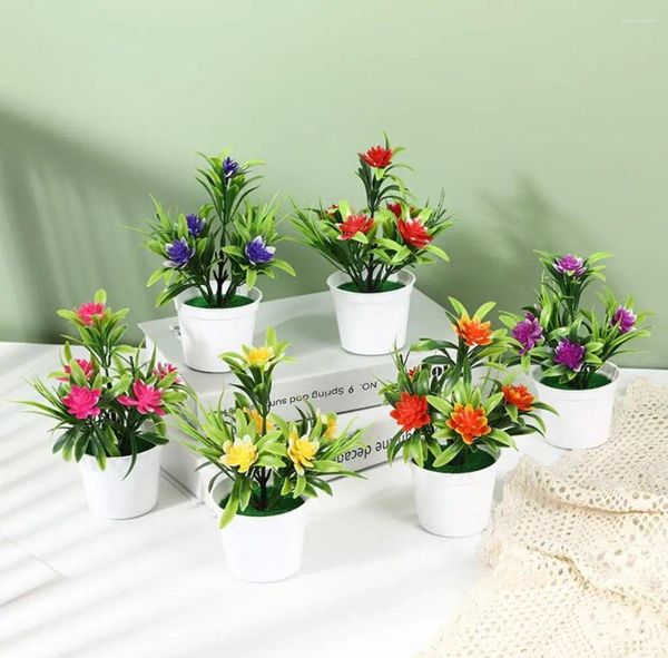 Fleurs décoratives Fleur artificielles Plantes en pot 5 petits lotus de bureau simulé Ornements de bureau créatifs Produits créatifs