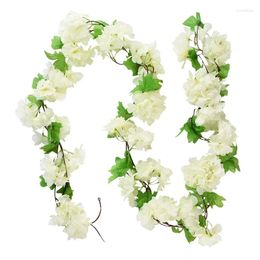 Fleurs décoratives fleur artificielle mur de rotin suspendu guirland plante vigne cerise fleurs bricolage de jardin à la maison décoration de mariage 2,3 m