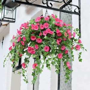 Flores decorativas, flores artificiales de ratán para colgar en la pared, plantas de plástico, vid falsa, accesorios de decoración para el hogar y el jardín, corona de boda