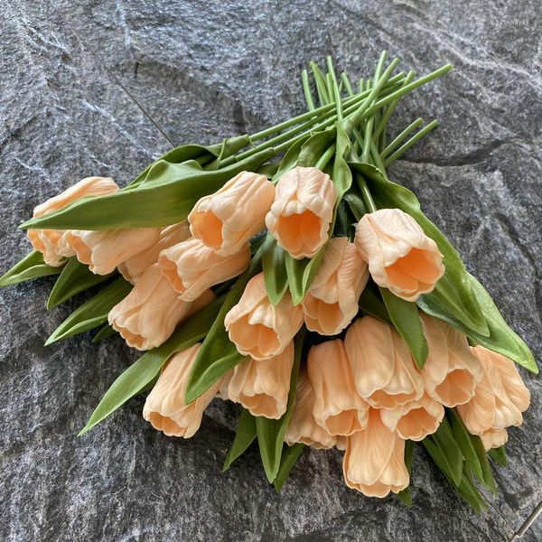 Flores decorativas, flores artificiales, ramo de tacto Real, tulipán falso para decoración de boda, decoración del jardín del hogar