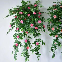 Fleurs décoratives fleur artificielle Rose vigne faux rotin plante en plastique décoration de la maison Flores Artificiales Para Decoracion Hogar