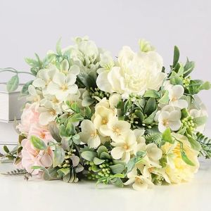 Fleurs décoratives Fleur artificielle Rose de mariage Bouquet de mariée faux