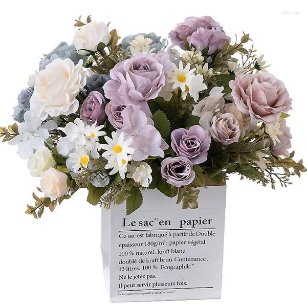 Fleurs décoratives fleur artificielle Rose pivoine soie petit Bouquet Flores maison fête printemps mariage décoration faux