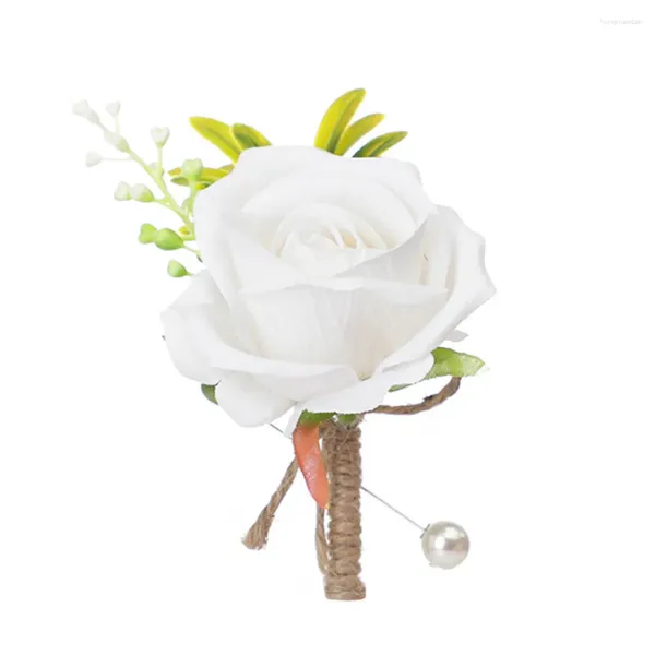 Flores decorativas flores artificiales rosas corsages boutonnieres Muñeco de corsage Hermas de dama de honor hechas a mano para la fiesta de baile de bodas de