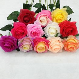 Flores decorativas Flower Silk Rose Cabeza de boda Decoración de la casa Diy Simulación de artesanía Real Toque Forma 10 PC/Lote