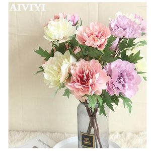 Decoratieve bloemen kunstmatige bloem zijden single tak pioen diy bruiloft home tuin kerst decor houd weg lood muurmateriaal