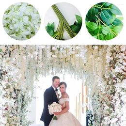 Flores decorativas Simulación de flores artificiales Wisteria Vine Garlands Planta colgante para la pared de la boda Sala de fiesta Cosas astéticas Decoración J2c6