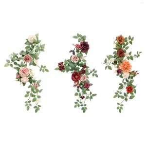 Fleurs décoratives Arrangement de Swag de fleurs artificielles guirlande de pièce maîtresse suspendue à la main pour ornement de cérémonie de Table de réception de porte d'entrée