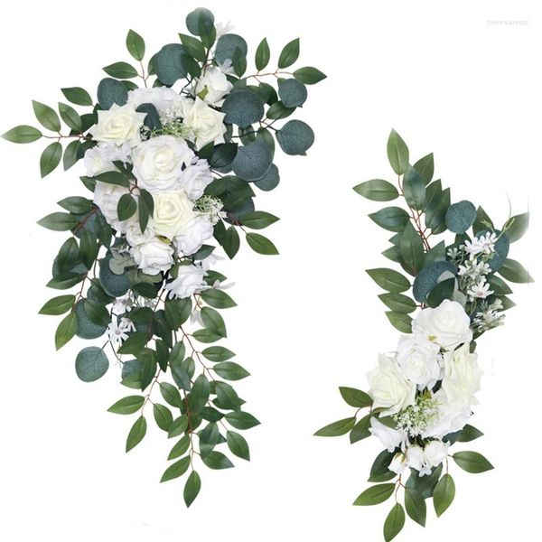 Fleurs décoratives fleur artificielle Swag arc de mariage Rose signe de bienvenue Kit floral pour toile de fond T décor de scène