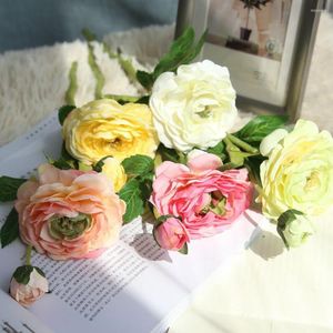 Decoratieve bloemen Kunstmatige bloemthee Rose bruiloft Ceremonie Decoratie Handgebouwen nepblad Home Party