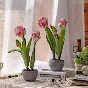 Fleurs décoratives fleur artificielle tulipe bonsaï simulé faux ornement haut de gamme maison salon décoration de table séchée