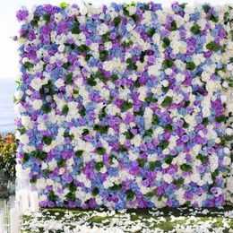 Decoratieve bloemen kunstmatige bloemwand diy bruiloft decoratie achtergrond panelen zijden roos paars romantisch decor
