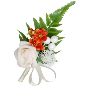 Fleurs décoratives fleur artificielle mariage boutonnière marié Corsage pour les femmes de mariée costume robe