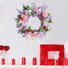 Dekorative Blumen Künstlicher Blumenkranz Sommerkränze mit Schleife Dekoration Haustür für Hochzeitsdekoration Zuhause Frühling