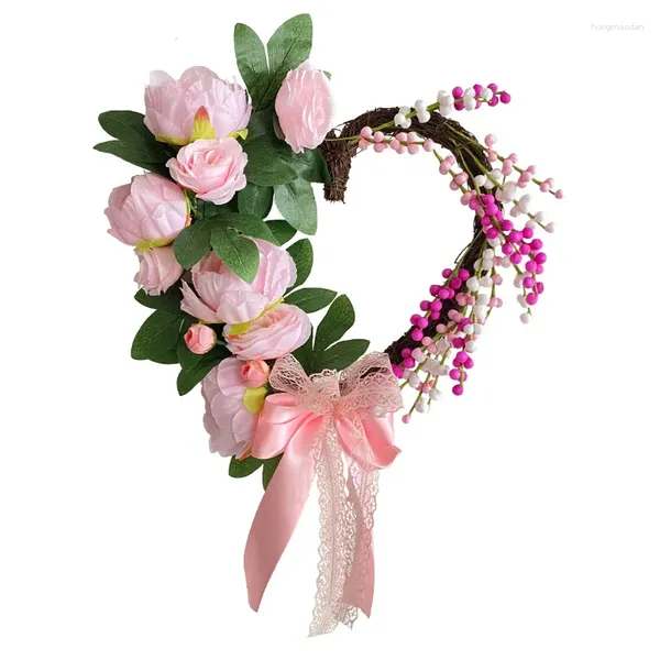 Couronne de fleurs artificielles décoratives, guirlandes d'amour pour la saint-valentin, décor de mariage, nœud papillon rose, décoration de jardin