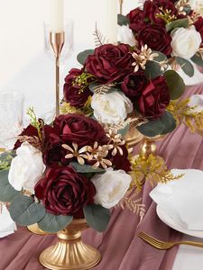 Fleurs décoratives Artificielles Pour Plomb Faux Scène Pivoines 4pcs Décoration De Table Fleur Centres De Table Scène Rose Fête Boule Florale Mariage