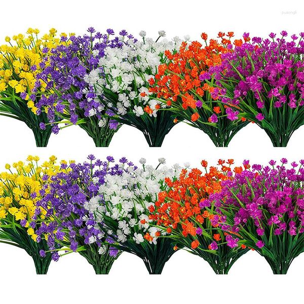 Fleurs décoratives artificielles pour extérieur, plastique, faux arbustes résistants aux UV, plantes d'intérieur et d'extérieur pour jardin