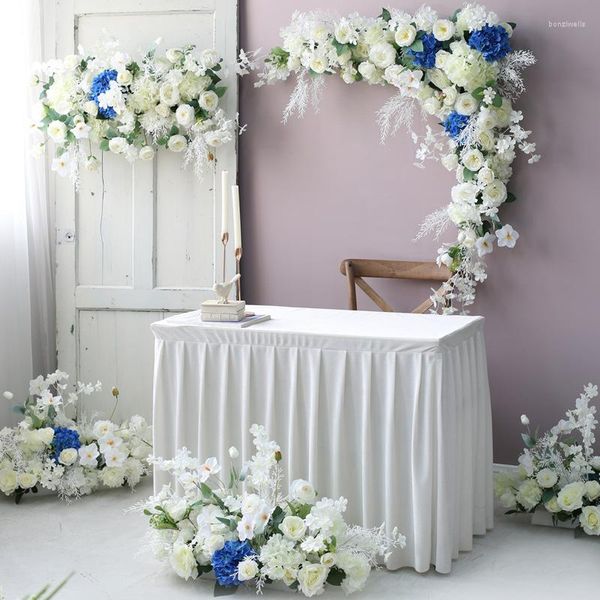 Fleurs décoratives artificielles pour la décoration de mariage Road Leading Flower Row Floral Arch Arrangement Welcome Background Props El Decor