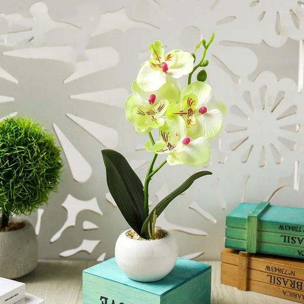 Flores decorativas Artificial Phalaenopsis Mini Bonsai Plantas verdes Adornos creativos Flor