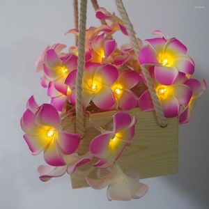 Decoratieve bloemen Kunstmatige frangipani slinger met LED -licht Wedding Home Decor/kerstarrangement Party Decoratie Bloemkrans