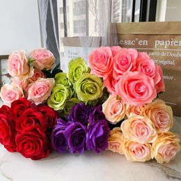 Fleurs décoratives Artificielle Français Rose Arrangement De Fleurs Bouquet De Mariage Hall Fête Maison Jardin Balcon Bureau Décor Simulation Soie