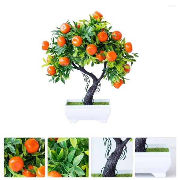 Fleurs décoratives arbre fruitier artificiel Faux bonsaï Kumquat Simulation plastique Faux décors Orange