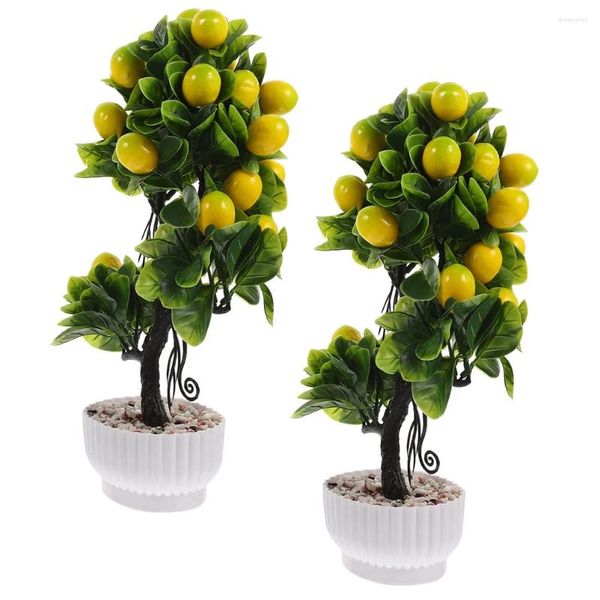 Flores decorativas, plantas de árboles frutales artificiales para decoración falsa del hogar, mesa de imitación, decoraciones verdes, adornos, bonsái para el hogar, pequeño interior