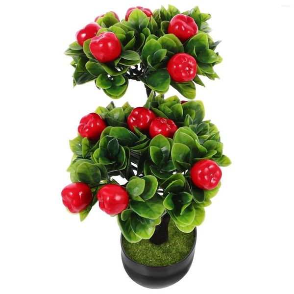 Flores decorativas Árbol frutal artificial con maceta Decoración de oficina Plantas bonsái falsas Simulación de vegetación interior En maceta Hogar realista