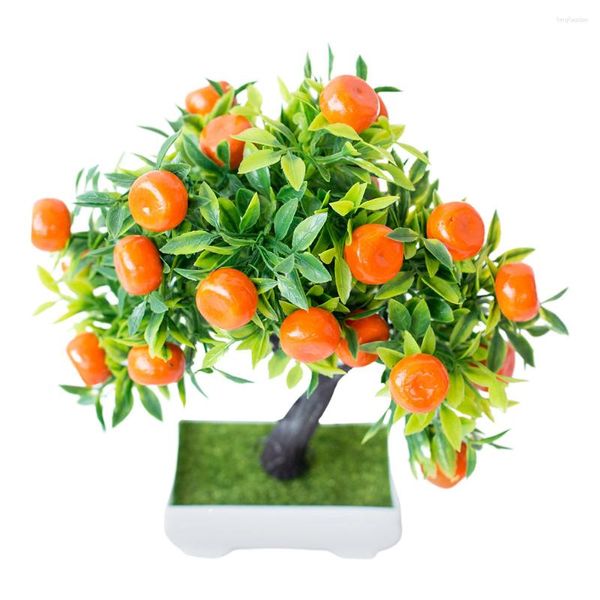 Flores decorativas Árbol de frutas artificiales Decoraciones naranjas falsas Adorno de escritorio Oficina Simulación Bonsai