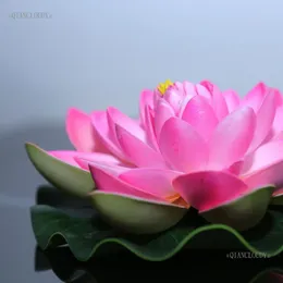 Fleurs décoratives artificielles Fuchsia rose, fausse feuille de lys de Lotus, piscine d'eau, étang flottant, décoration de mariage, jardin 17CM B12