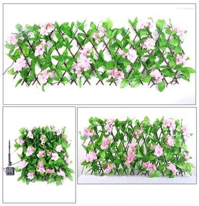 Fleurs décoratives Artificial Garden Fence Wood Vines Intimité avec lampe FAUX FAUX IVY Cadre d'escalade décorations de maison