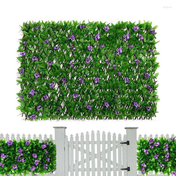 Fleurs décoratives clôture de jardin artificielle Faux lierre feuille de confidentialité avec décoration de fleurs panneau d'escrime réaliste décor de balcon de patio extérieur