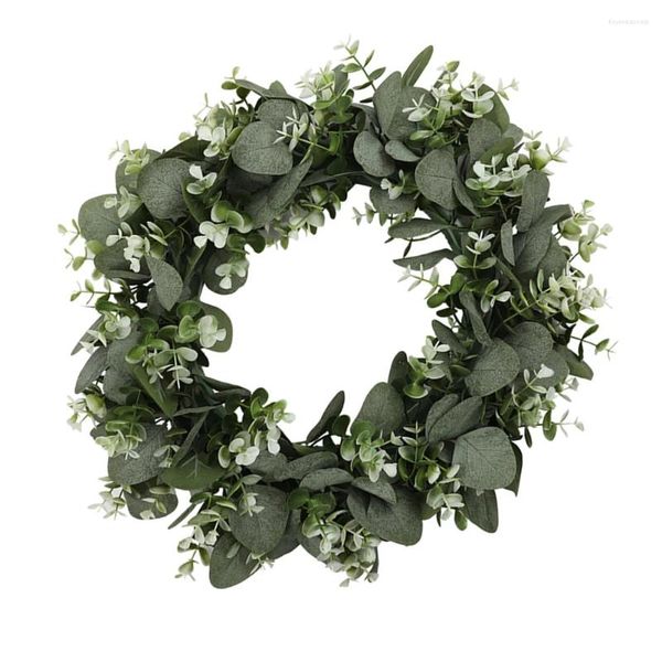 Guirlande de fleurs décoratives artificielles, couronne verte de jardin, tissu en fausse soie, feuilles d'eucalyptus