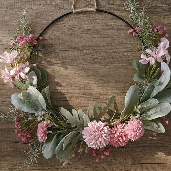 Guirlande de fleurs artificielles décoratives, porte fenêtre, pendentif porte-manteau, décoration suspendue de mariage, couronne de Festival, créative en plastique pour la maison