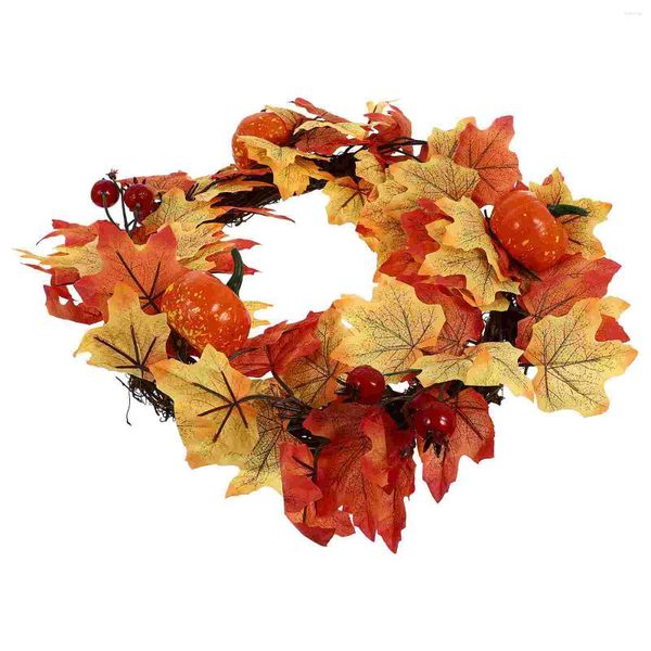 Guirlande de fleurs artificielles décoratives, décoration de maison, couronne de porte de baies en bois et rotin, faux automne