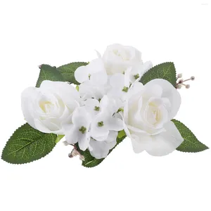 Decoratieve bloemen Kunstmatige slingersringen Rose hangende krans bureaubladdecor Witte bruiloft