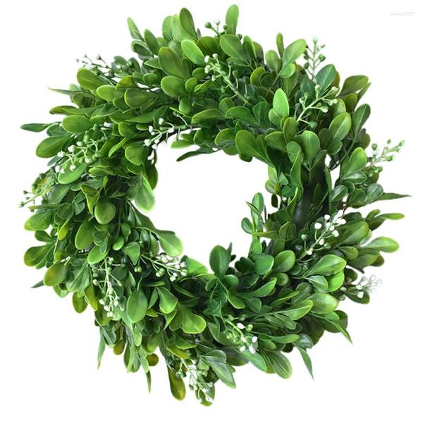 Flores decorativas guirnalda artificial adorno de pared hoja verde eucalipto decoración de boda coronas puerta delantera