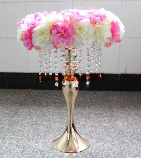 Flores decorativas Guirnalda artificial Decoración de la boda Centro de mesa Bola de flores Anillos de arco 45 cm Rosa y blanco 10 unids / lote TONGFENG