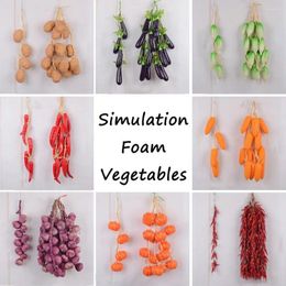 Fleurs décoratives ail artificiel faux maïs Simulation Chili aliments suspendus chaîne légumes mousse