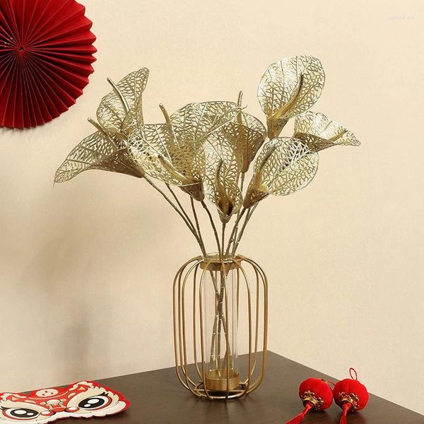 Flores decorativas Artificial Golseshoe Branch Lotus Home Exposition Hall Office El Desktop DIY Jarrón Decoración