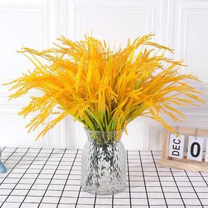 Fleurs décoratives Artificiel Golden Wheat Grass UV Faux résistantes UV Plantes pour fenêtre de porche Home Intérieur à l'extérieur Décoration de mariage suspendu