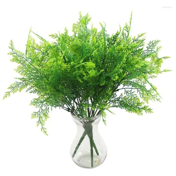 Fleurs décoratives gazon artificiel 7 fourchettes en plastique vert fausse feuille fleur plante mariage décoration de la maison décor de Table de noël