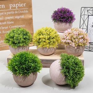 Fleurs décoratives plantes d'herbe artificielle gypsophile bonsaï petit Pot fausses feuilles ornements en pot pour la décoration de la maison El Garden Decor