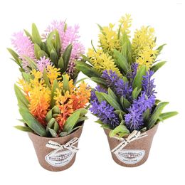 Fleurs décoratives herbe artificielle en pot avec un pot en plastique faux fleur de bureau bonhonsaï de mariage rustique jardin farmhouse décor